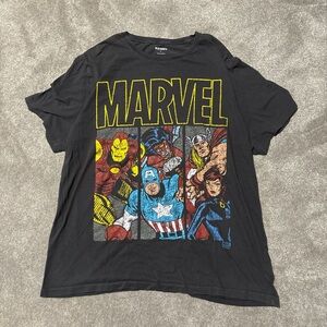 Marvel Black T-Shirt with Colorful Superheroes